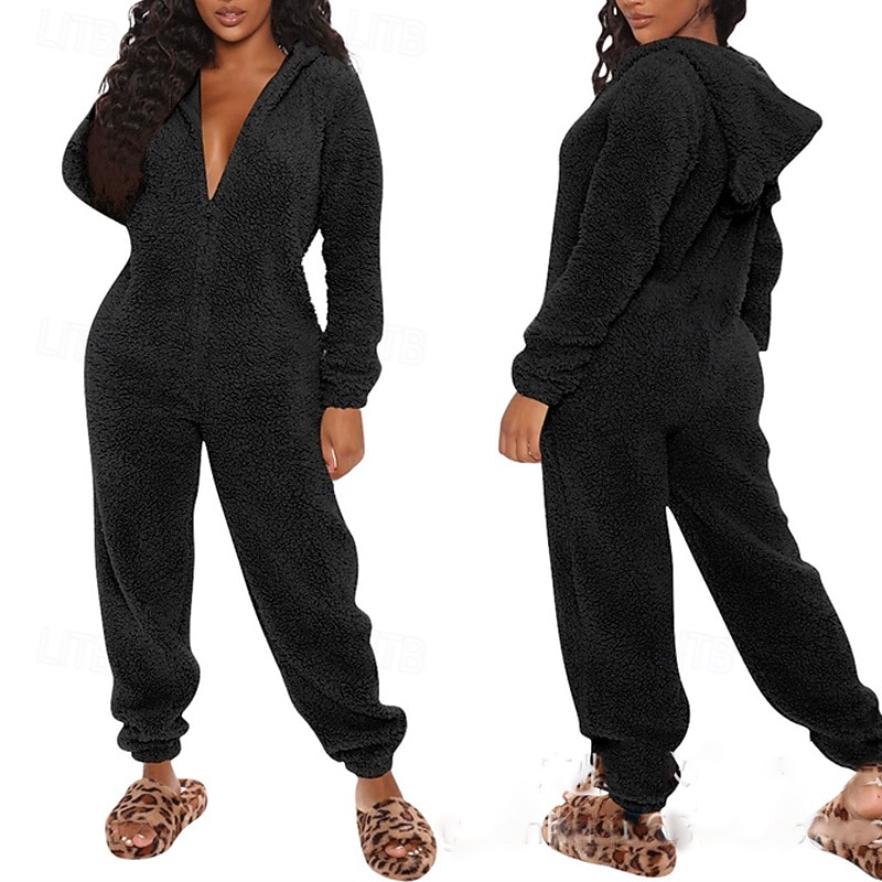 Women's Normal Jumpsuit Active Solid Color Long Sleeve Round Neck High Waist Vacation Daily Regular Fit Black White Red Summer3