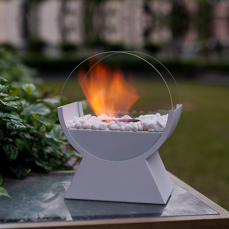 Round Glass Tabletop Fireplace, Clean Burning Portable Fire Bowl, Ventless Fireplace for Indoor Outdoor Patio Parties Events4