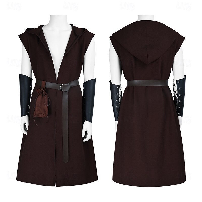 Retro Vintage Medieval Renaissance Armor Vest Tunic Knight Ritter Viking Ranger Fancy Dress Men's Viking Halloween Carnival Performance LARP Ren Faire Adults Vest Belt Bag