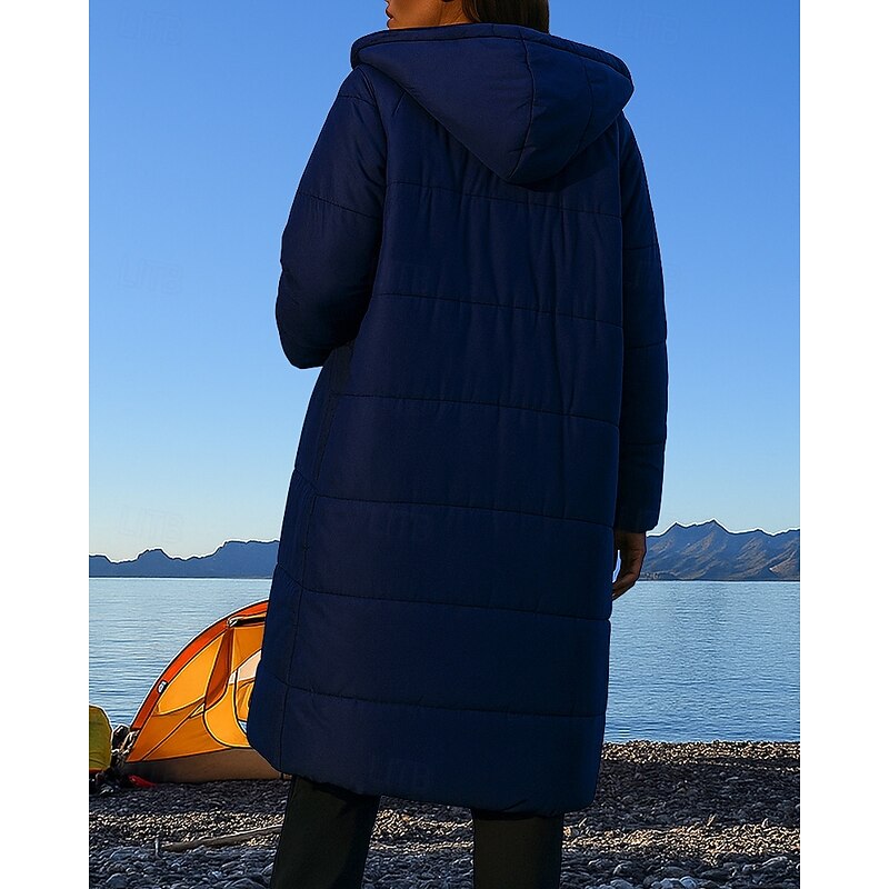 Women's Hoodie Jacket Hiking Jacket Puffer Jacket Thermal Jacket Hiking Fleece Jacket Winter Outdoor Thermal Warm Windproof Fleece Jackets Hunting Camping / Hiking / Caving Navy Blue Khaki2