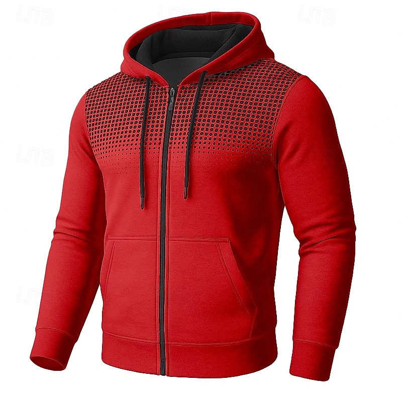 Men's Hoodie Full Zip Hoodie Fleece Hoodie Fleece lined Hoodie Black White Red Blue Dark Gray Hooded Plain Color Block Sports & Outdoor Casual Daily Streetwear Cool Sportswear Winter Clothing Apparel3
