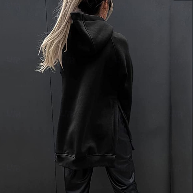 Women's Pullover Hoodie Sweatshirt Casual Long Sleeve Hooded Long Tops Black White Pink Red Blue Fall Winter2