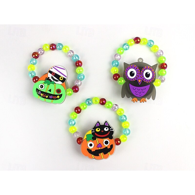 Halloween LED Bracelet Light Up Rings Halloween Toys Glow in The Dark Halloween Party Favors for Kids Adults LED Flash Bracelet Ghost Pumpkin Skeleton Best Gift 12 Pack4