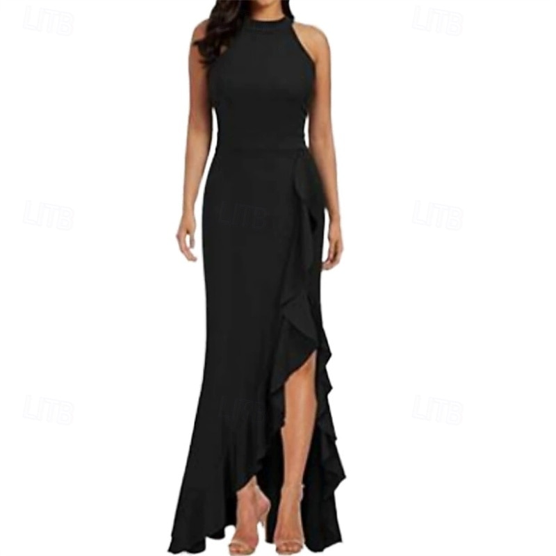 Women's Long Dress Maxi Dress Party Dress Chiffon Chiffon Dress Elegant Fashion Modern Outdoor Party Evening Party Regular Fit Plain Sleeveless V Neck Black Wine Red Purple Summer Spring Autumn2