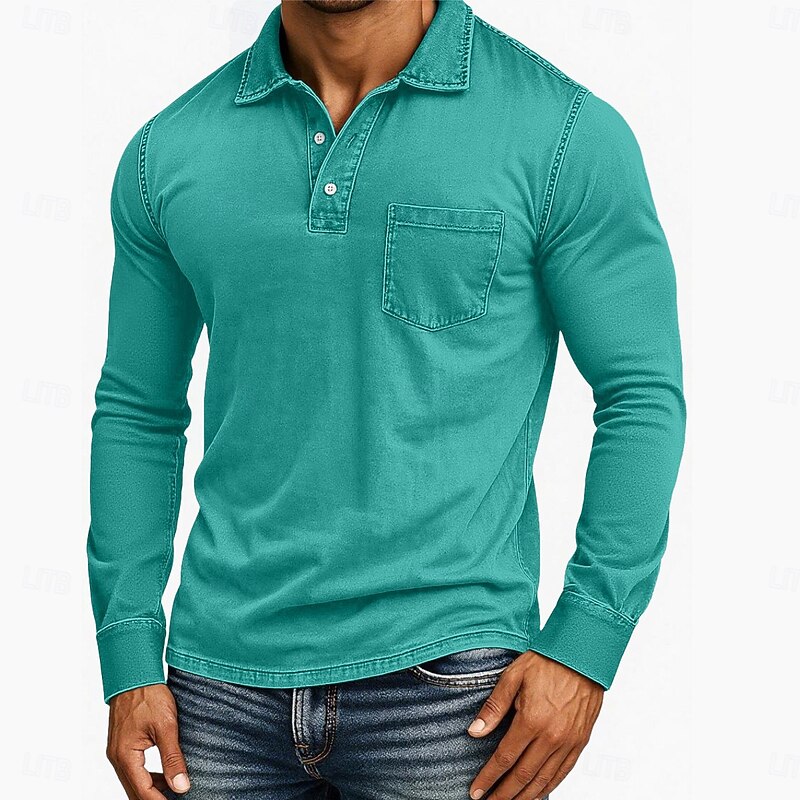 Men's Polo Golf Shirt Business Casual Classic Short Sleeve Fashion Basic Solid Color Color Block Pocket Buttons Summer Spring &  Fall All Seasons Regular Fit Black Blue Light Green Dark Blue Pink Gray2