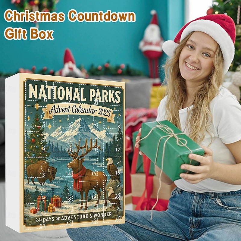 National Parks Advent Calendar 2025 2D Acrylic Ornaments 24 Days Christmas Countdown Calendar with 24 landscapes and Wildlife Collectible Ornaments of America's National Parks Gift2