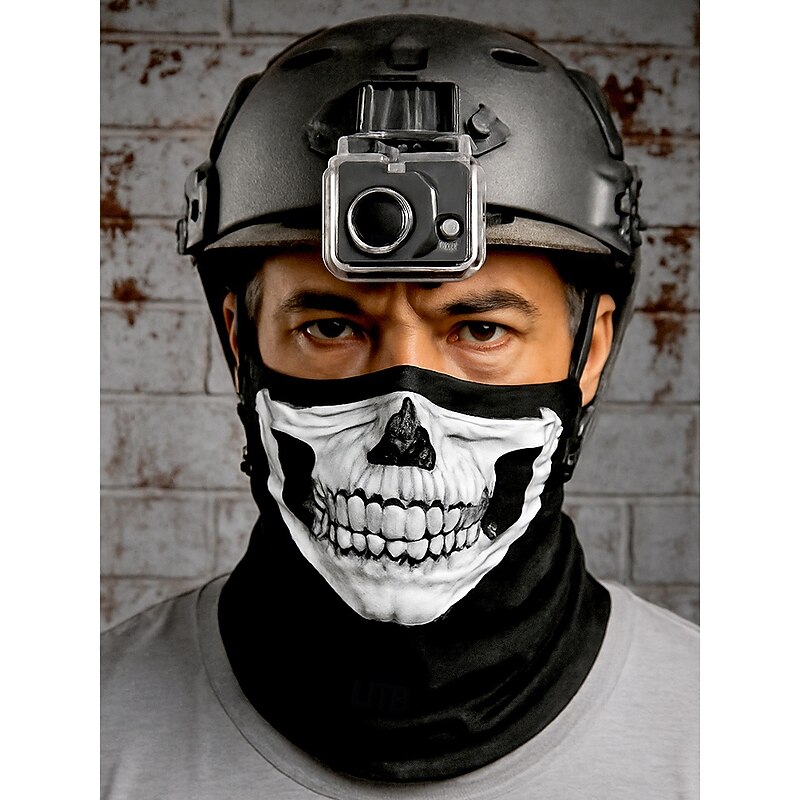 Men's Halloween Skull Face Mask Neck Gaiter – Multi-Color Breathable Bandana with Multiple Wearing Styles for Costume Party, Cosplay and Outdoor Sports - Main Image