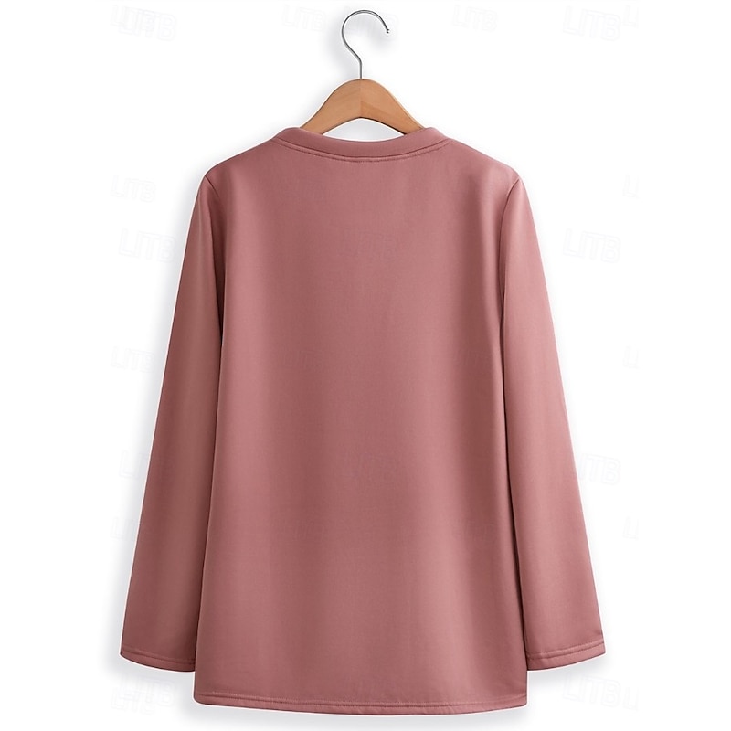 Women's Pullover Sweatshirt Graphic Letter Warm Casual Fuzzy Long Sleeve Crew Neck Round Neck Regular Tops Street Casual Light Pink Black Yellow Pink Red Spring Fall Winter4