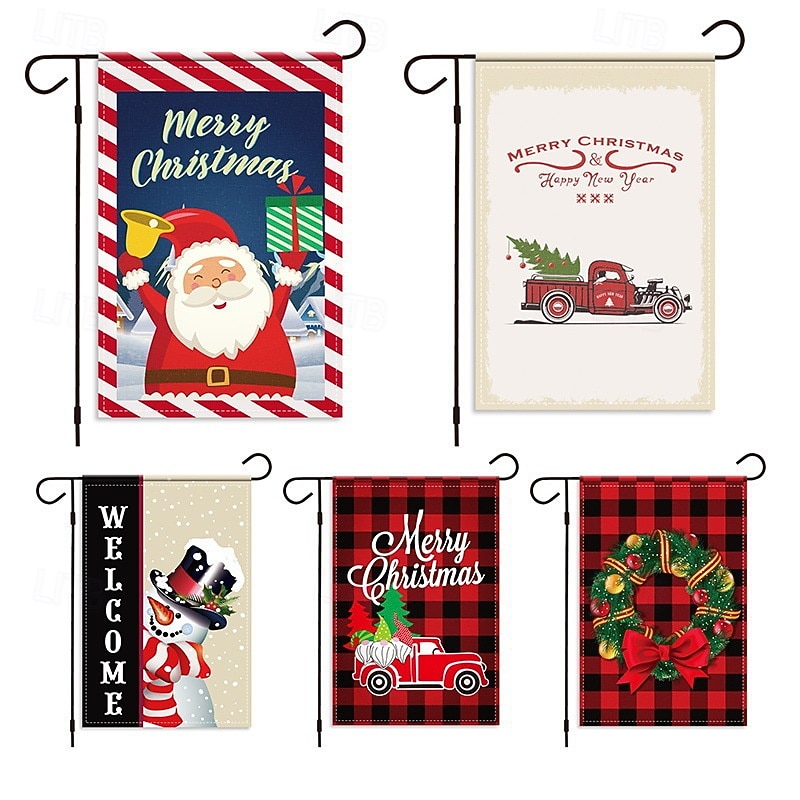 Christmas Garden Flag, Double-Sided Burlap Holiday Yard Banner, Festive Outdoor Decoration for Patio and Lawn2