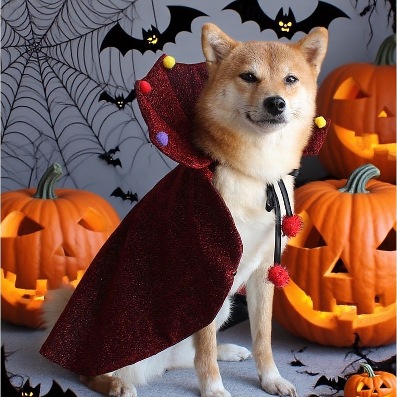 1pc Halloween Pet Cape Costume - Red & Black Vampire Design with Adjustable Straps All-Season Wear for Small/Medium/Large Dogs & Cats for Halloween Parties & Themed Events Halloween Costumes Theme2