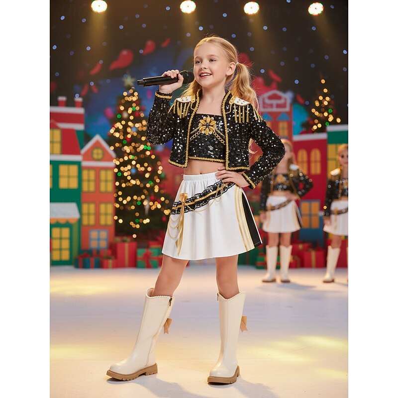 Korean Idol Inspired Pop Star Costume Shoes Girls' White Knee High Boots with Faux Fur Lining Warm Winter Fashion Footwear for Casual and Stage Outfits3