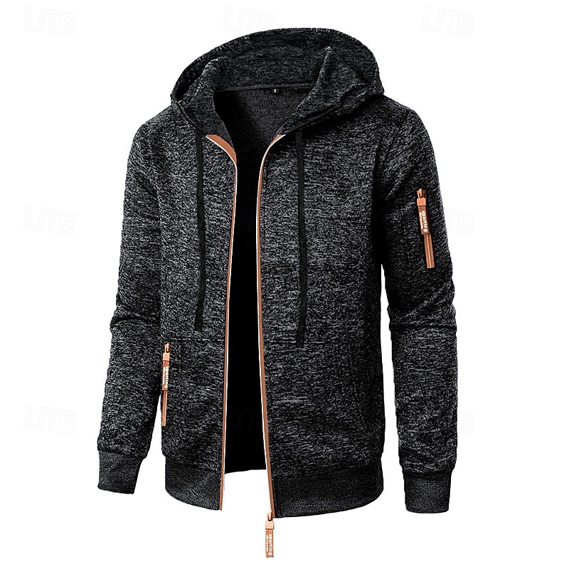 Men's Hoodie Full Zip Hoodie Tactical Hoodie Denim Blue Black Navy Blue Dark Gray Hooded Plain Zipper Sports & Outdoor Casual Daily Streetwear Cool Sportswear Spring &  Fall Clothing Apparel Hoodies2