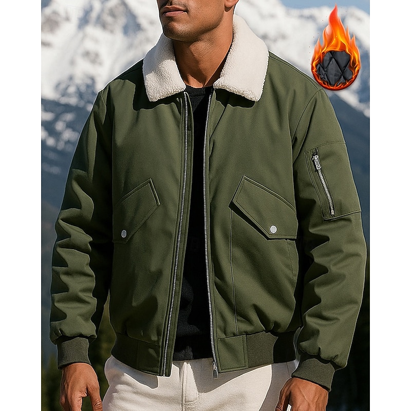 Men's Bomber Jacket Hiking Jacket waterproof jacket Outdoor Waterproof Windproof Hiking Outfits Hiking Clothes Winter Autumn / Fall Top Fishing Camping / Hiking / Caving Running Solid Color Black