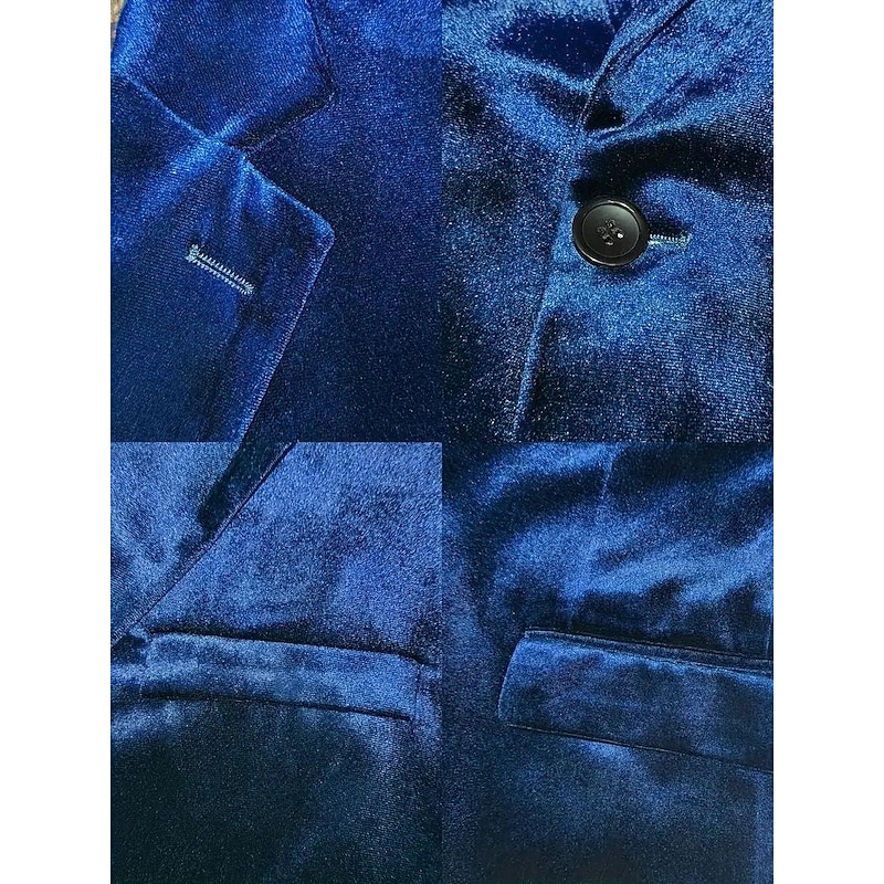 Men's Blazer Jacket Notch Collar Casual Solid Colored Blazer Black Dark Blue Tailored Fit Single Breasted Two-buttons3