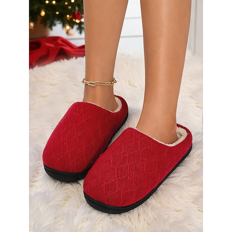 Women's Red Plaid Slippers with Plush Interior, Warm and Soft, Perfect for Relaxing by the Fire, Winter Holidays, Christmas and Everyday Comfort