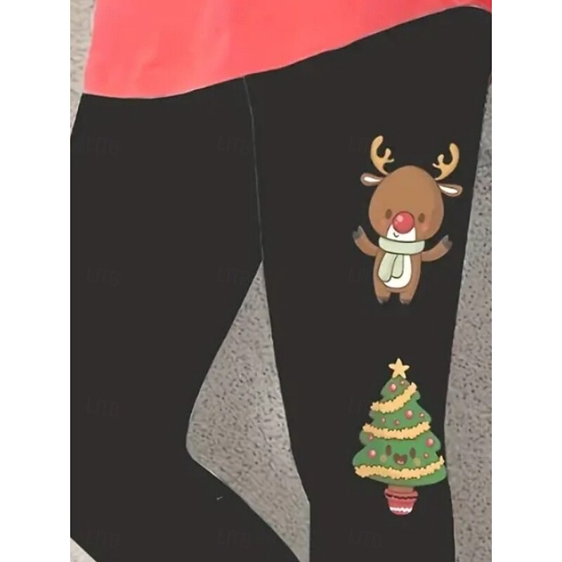 Women's Chinos Leggings Cozy Leggings Vacation Casual Full Length High WaistPantsUgly Christmas Reindeer Christmas Printing Thermal Warm Comfortable Stretchy Vacation Street Causal Black Summer2