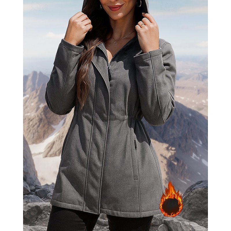 Women's Hoodie Jacket Hiking Jacket Hiking Fleece Jacket Winter Outdoor Thermal Warm Waterproof Windproof Fleece Jackets Hunting Climbing Camping / Hiking / Caving Dark Grey