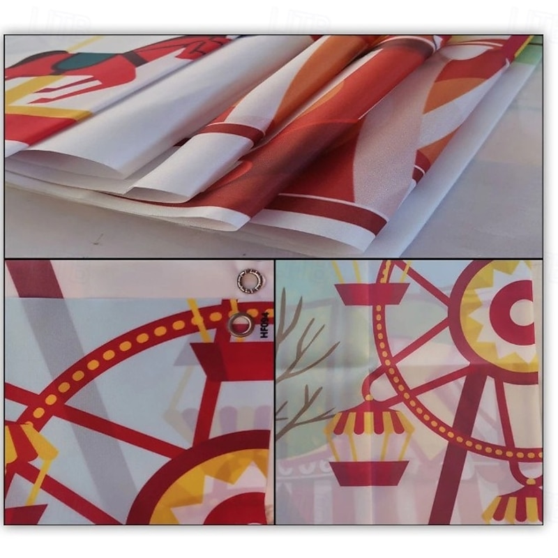 Christmas Cafe Curtains with Colorful Lights, Cartoon Printed Small Window Valance for Kitchen, Sink, Cabinet, Xmas Holiday Decorative Short Curtain2