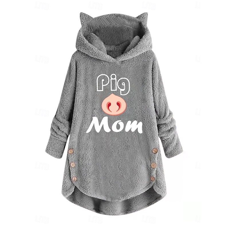 Women's Pullover Hoodie Sweatshirt Letter Casual Long Sleeve Hooded Crop Tops Street Dailywear Casual Pocket Print Black Pink Wine Gray Fall Winter