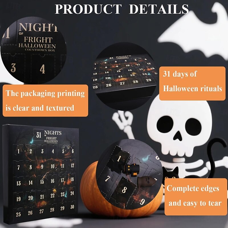 31 Nights of Fright Halloween Countdown Box Advent Calendar with Figurines Unusual Scary Dolls Advent Calendar Decor Gifts, Scary Dolls, Mini Decorations Surprise Hallween Xmas Gifts3