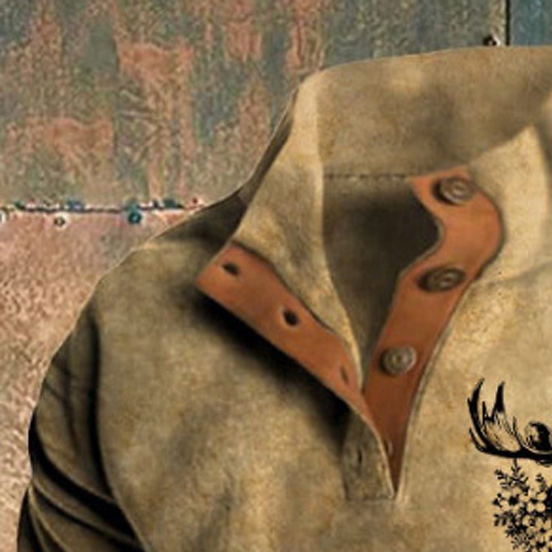 Men's Sweatshirt Pullover Hoodie Sweatshirt Pullover Button Up Hoodie Hunting Sweatshirt Khaki Standing Collar Plain Patchwork Sports & Outdoor Casual Daily Streetwear Cool Sportswear Spring &  Fall2