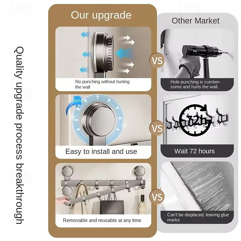 Suction Cup Bathroom Hook, No-Drill Strong Adhesive Hook, Heavy-Duty Hanging Hook for Entryway, Bathroom, Clothes, and Storage Rack4