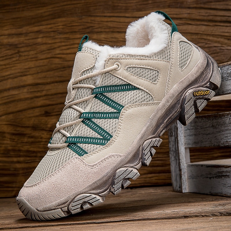 Men's Waterproof Warm Outdoor Hiking Sneakers with Fur Lining, Non Slip Lightweight Trail Shoes for Winter Trekking, Camping and Daily Wear