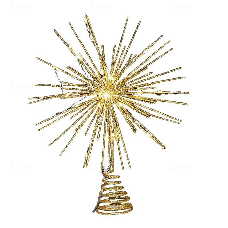 Christmas Tree Topper Led Light, Firework Burst Multi-Pointed Star Ornament, Iron Holiday Tree Decoration, Festive Xmas Tabletop Accessory, Home Decor Gift3