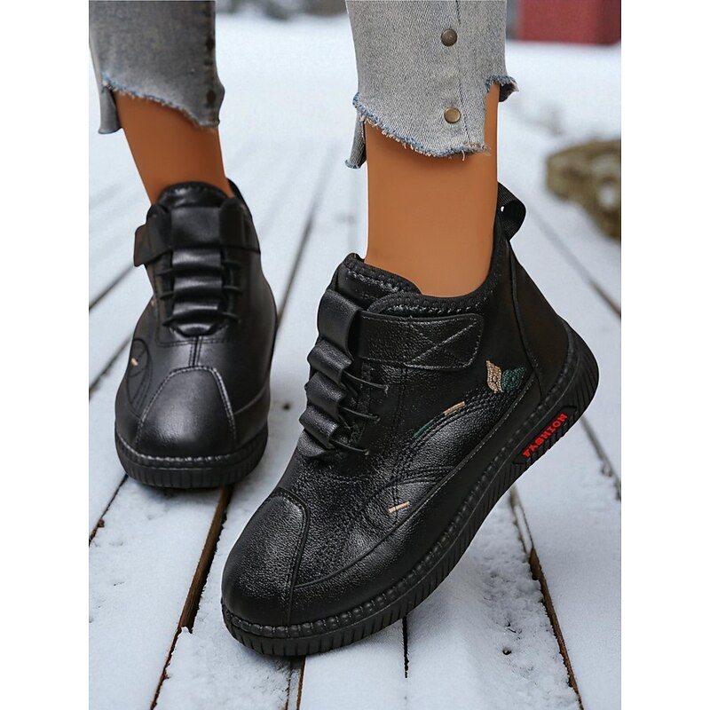 Women's Wine Red Winter Boots with Velcro Strap, Stylish and Comfortable, Perfect for Casual Outings, Winter Walks and Shopping Trips4