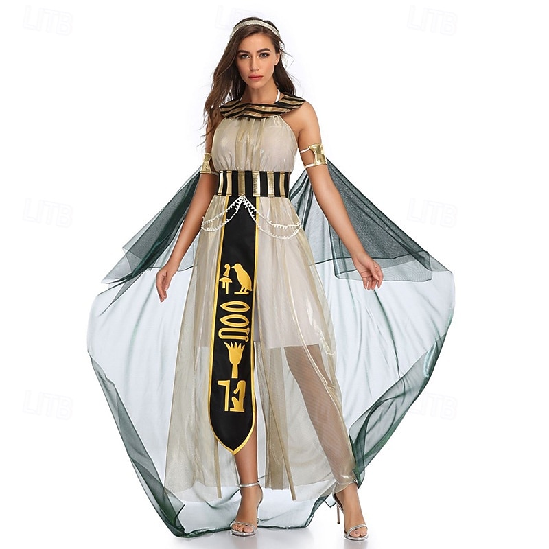 Cleopatra Goddess Halloween Dress Fancy Costume Couples' Costumes Ancient Egypt egyptian Adults' Women's Halloween Carnival Performance Party Easy Halloween Costumes Dress Up2