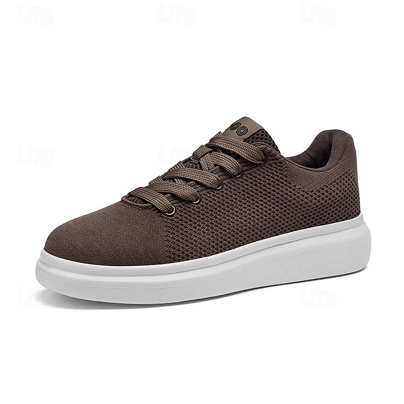 Men's Brown Casual Mesh Sneakers with White Sole – Comfortable Fashion Sport Shoes for Work, Leisure and Outdoor Travel4