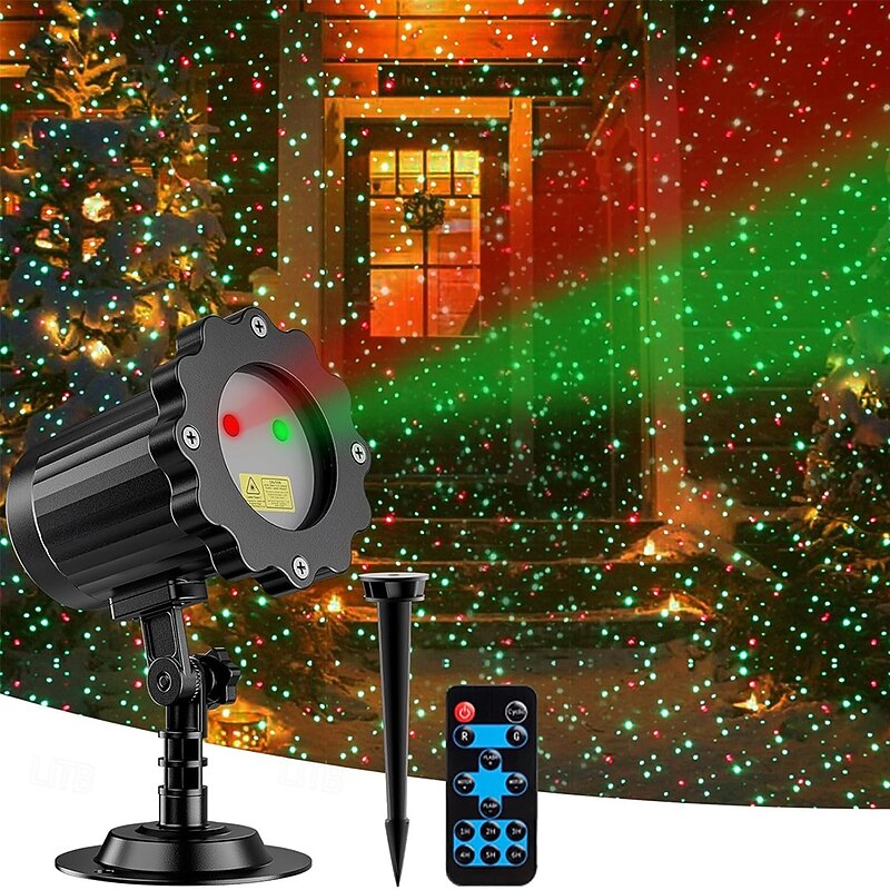 Christmas Projector Lights Outdoor Holiday Laser Light With Remote Control Moving RGB Projector for House Garden Yard