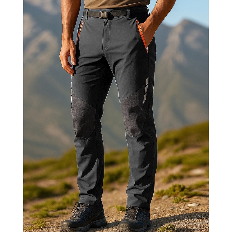 Men's Hiking Pants Trousers Hiking Rain Pants Softshell Pants Patchwork Summer Outdoor Regular Fit Waterproof Windproof Bottoms Black Army Green Camping / Hiking Running S M L XL XXL4