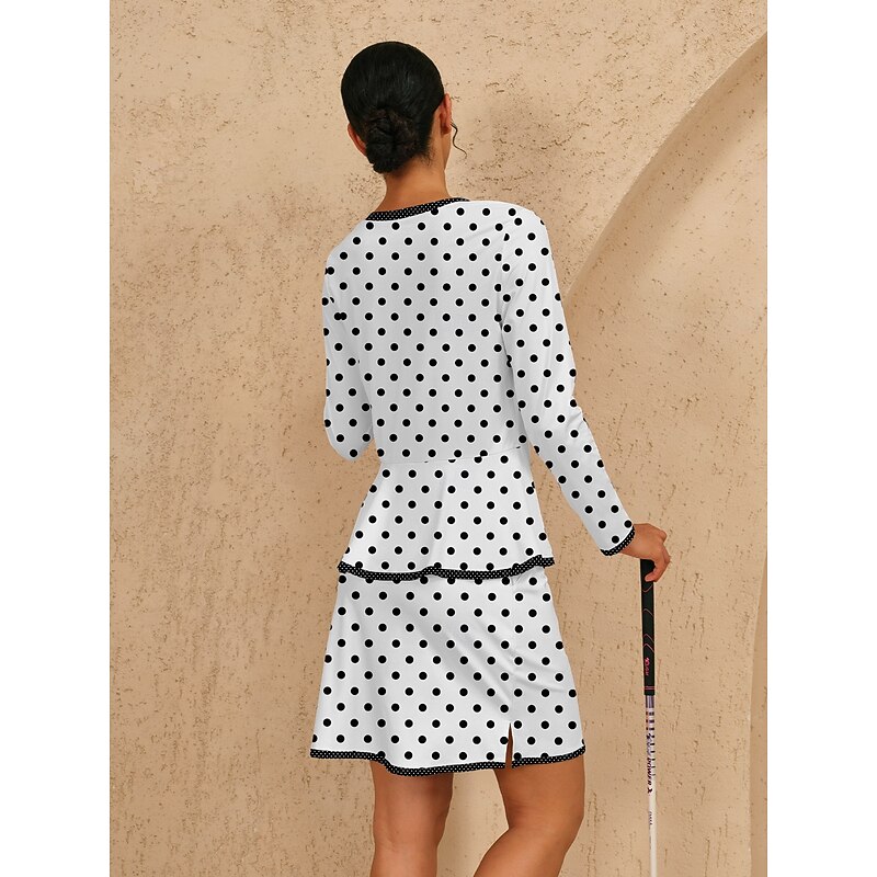 Women's Golf Polo Shirt White Long Sleeve Top Ladies Golf Attire Clothes Outfits Wear Apparel2