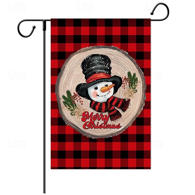 Christmas Garden Flag, Linen Double-Sided Digital Print Yard Banner, Outdoor Holiday Decoration for Lawn, Porch, and Garden