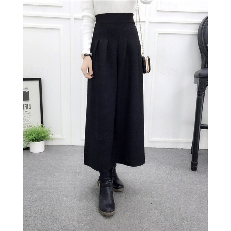 Women's Chinos Straight Streetwear Casual Ankle-Length Medium Waist Plain Plaid Checkered Elastic Waist Comfortable Micro-elastic Outdoor Vacation Street Black Grey Light Gray Dark-Gray Black Fall4