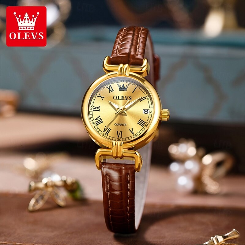 OLEVS 5645 New Original Women Watch Classic Roman Scale Casual Watch Leather Waterproof Luminous Watch Brand Women Quartz Watch2