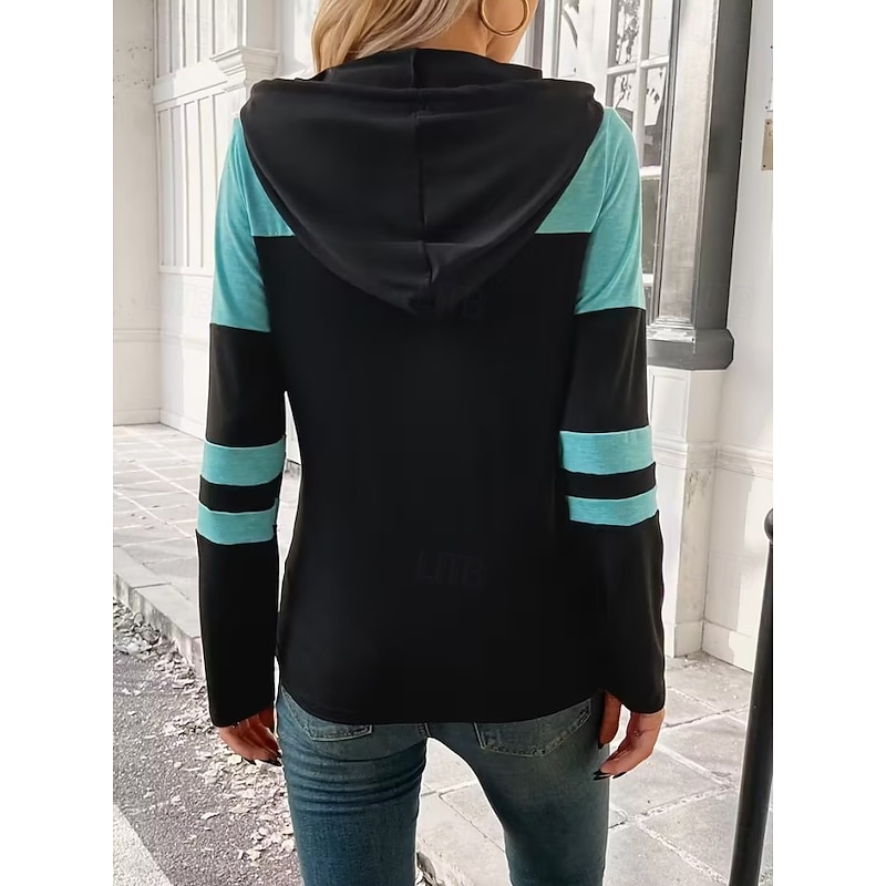 Women's Pullover Hoodie Sweatshirt Graphic Geometric Plaid Fashion Casual Print Long Sleeve Hooded Regular Tops Street Dailywear Drawstring Print Blue Brown Green Gray Spring Fall Winter2