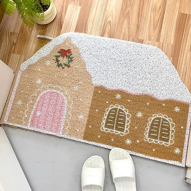 New Christmas Gingerbread House Doormat, Dirt-Resistant and Non-Slip Entrance Floor Mat, Durable Coiled Rug for Entryway4