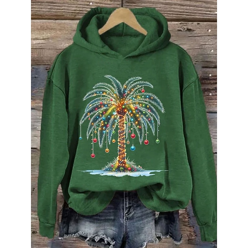 Women's Pullover Hoodie Sweatshirt Graphic Christmas Casual Long Sleeve Hooded Regular Tops Party Evening Wear Street Dailywear Black White Red Green Spring Fall Winter2