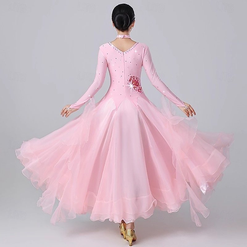 Ballroom Dance Dress Women's Performance Party Long Sleeve  Modern Waltz Competition Dancewear Costumes2