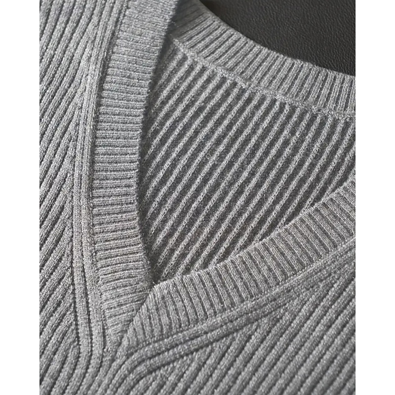 Men's Sweater Vest Dress Sweater Pullover Sweater Jumper Vest Knit Sweater Ribbed Knit Regular Tops Knitted Plain V Neck Fashion Casual Vacation Daily Wear Clothing Apparel Fall Winter Black Green S4