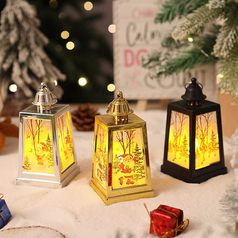 1 Pc 10.1 * 5.4CM Christmas LED Electronic Candle Light Handheld Lantern Pendant Indoor and Outdoor Desktop Decoration Night Light Wind Light LR1130 * 3 Battery3