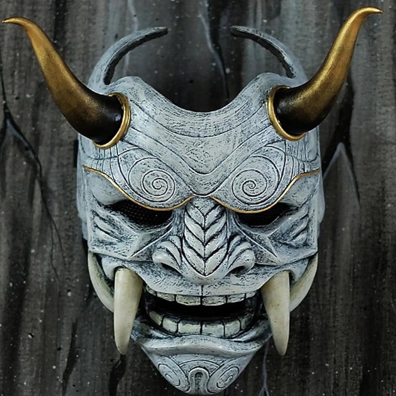 Samurai Demon Halloween Mask Japanese Oni Mask Horror Scary Full Face Adults' Unisex Halloween Carnival Performance Party Easy Halloween Costumes Dress Up2