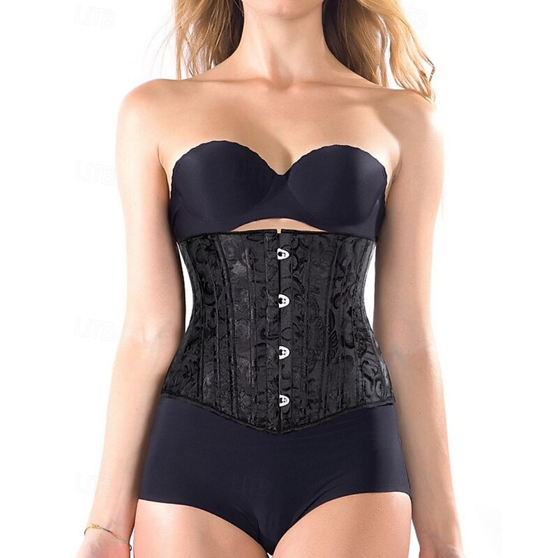 Women's Corset Shapewear Waist Cincher Shapewear Sexy Corset Sexy Sweet Pure Color Buttons Backless Vacation Party Street Sleeveless Corset Black White Spring Fall Tailored Fit2