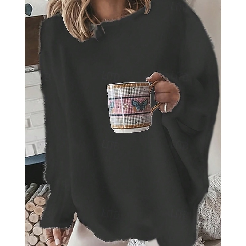 Women's Sweater Pullover Streetwear Casual Pure Color Ribbed Crew Neck Knitted Long Sleeve Regular Tops Knit Outdoor Daily Weekend Black Fall Winter