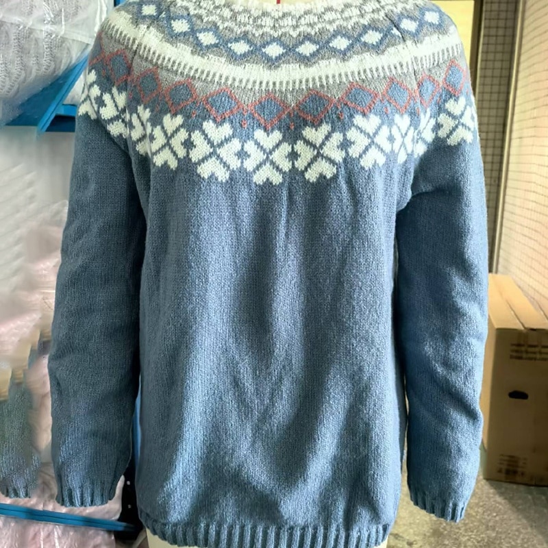 Women's Sweater Pullover Streetwear Casual Floral Crew Neck Knitted Print Long Sleeve Regular Tops Knit Daily Holiday Going out Black Pink Fall Winter2