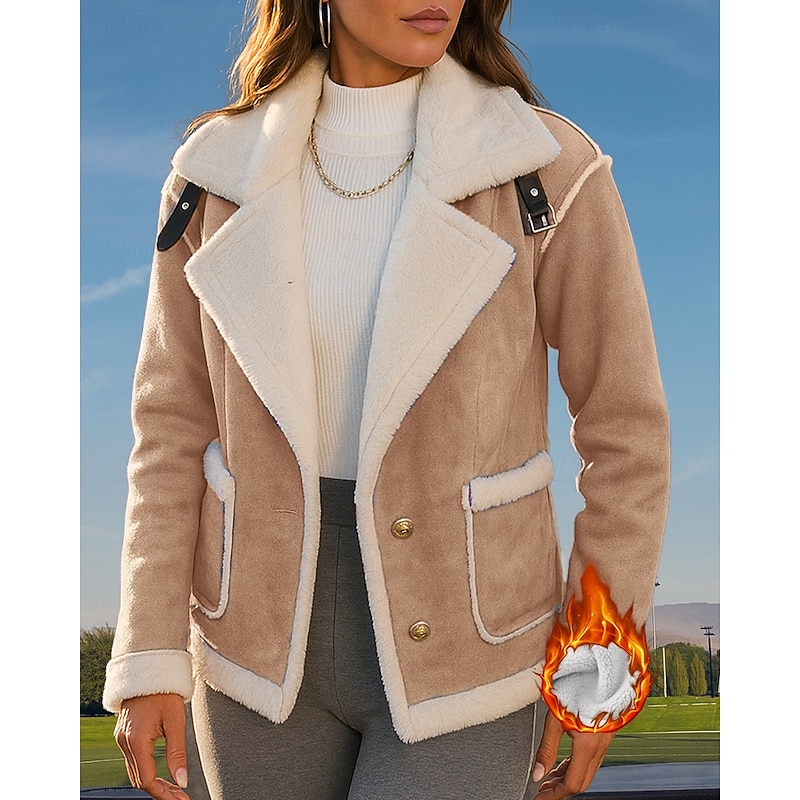 Women's Fleece Jacket Winter Coat with Pockets Long Sleeve Top Athleisure Fall Solid Colored Windproof Thick Warm Outdoor Travel Vacation Sportswear Activewear Wine Red Pink Light Purple4