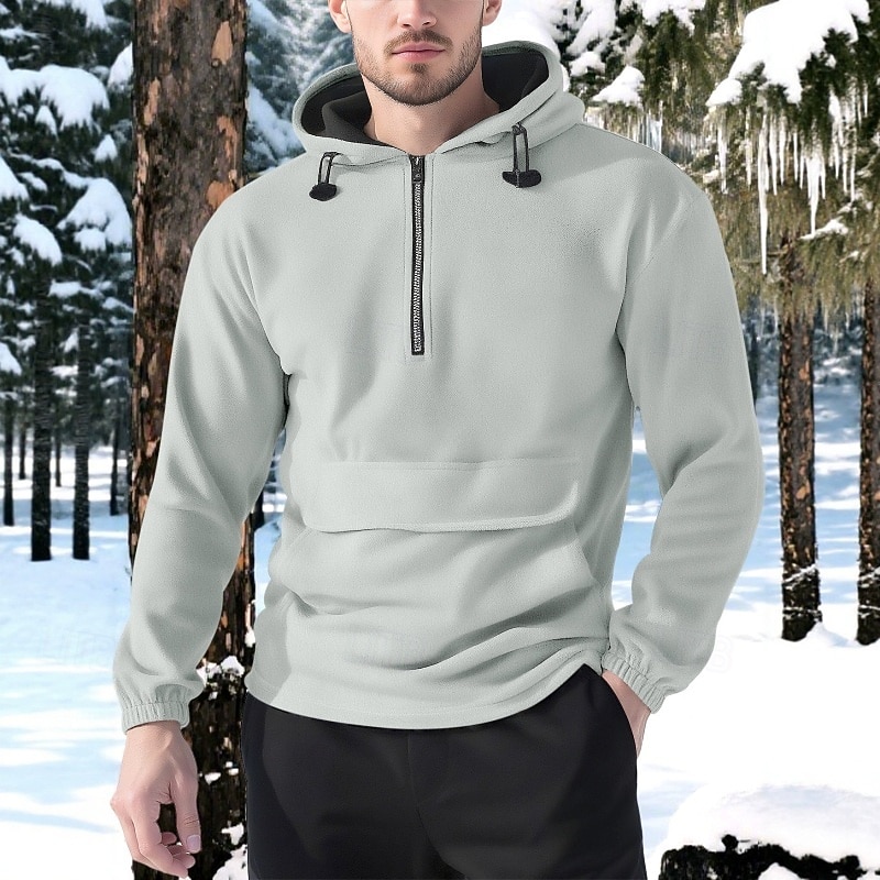 Men's Hoodie Quarter Zip Hoodie Fleece Hoodie Tactical Hoodie Black Burgundy Green Light Grey Coffee Hooded Plain Zipper Sports & Outdoor Casual Daily Streetwear Cool Sportswear Winter Spring &  Fall