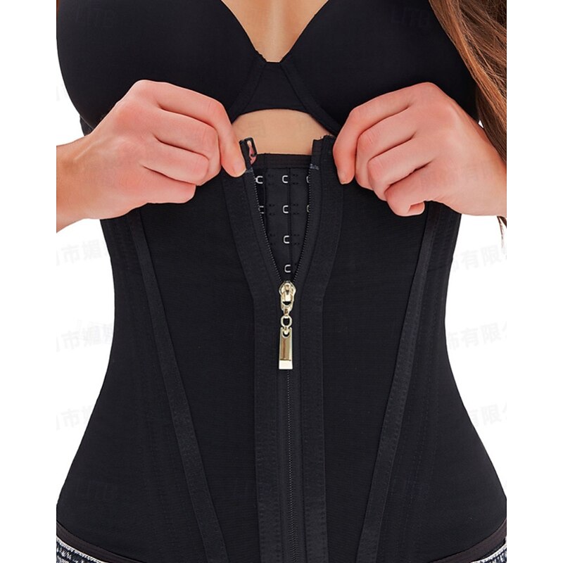 Women's Corset Shapewear Waist Cincher Shapewear Sexy Corset Sexy Sweet Pure Color Zipper Mesh Vacation Street Daily Sleeveless Cold Shoulder Black Purple Beige Spring Fall Tailored Fit3